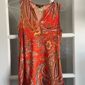 Lauren Ralph Lauren Red Paisley Tank Top